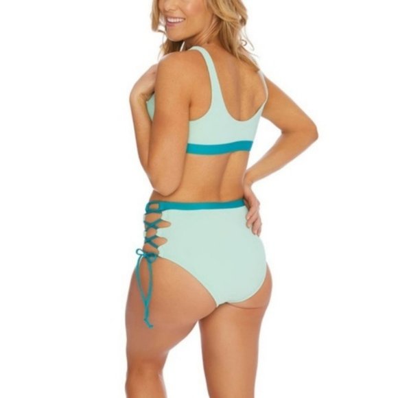 SALE Splendid Color Blocked Sport Top Ribbed Bikin - Picture 6 of 8